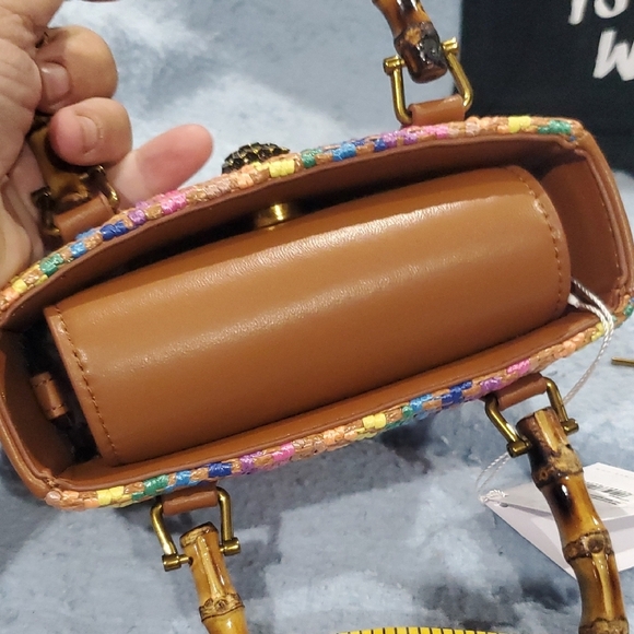 Kurt Geiger Kensington Tan and Pastel Woven Multi Colored Mini Bag - Picture 11 of 15